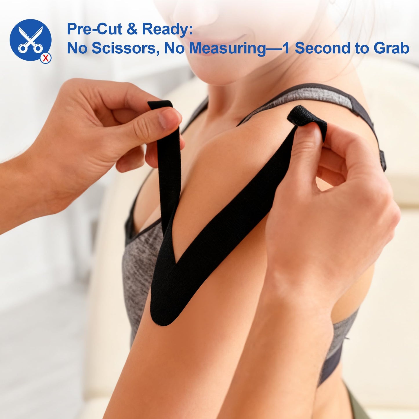 PHYTOP Kinesiology Tape Precut - 115ft (140 Strips) Bulk Roll, Latex-Free & Water-Resistant Athletic Tape - Muscle & Joint Support for Sports, Workouts (Black)