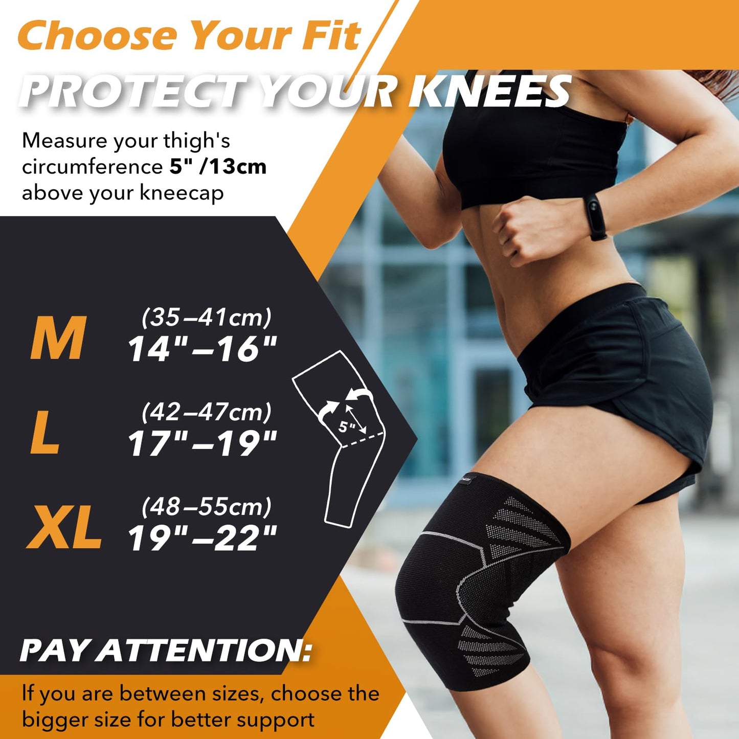 Trekzor Knee Brace for Women and Men, Knee Compression Sleeve for Running, Gum, Hiking, and Workout, Knee Brace For Arthritis Pain, Knee Pain, and Support (Pair, Black, Large)