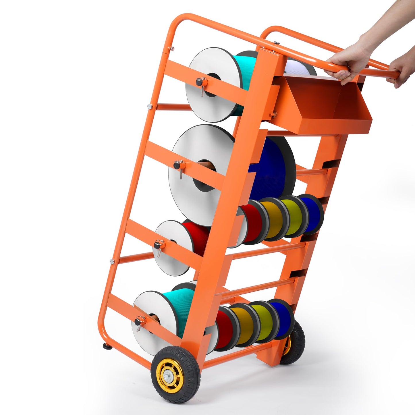 Wire Spool Rack Cable Caddy,Portable Wire Rack Dispenser with Wheel,Automotive Wiring Storage, Multi-Spool Wire/Cable Dispenser for Electrical Industrial & Retail Use