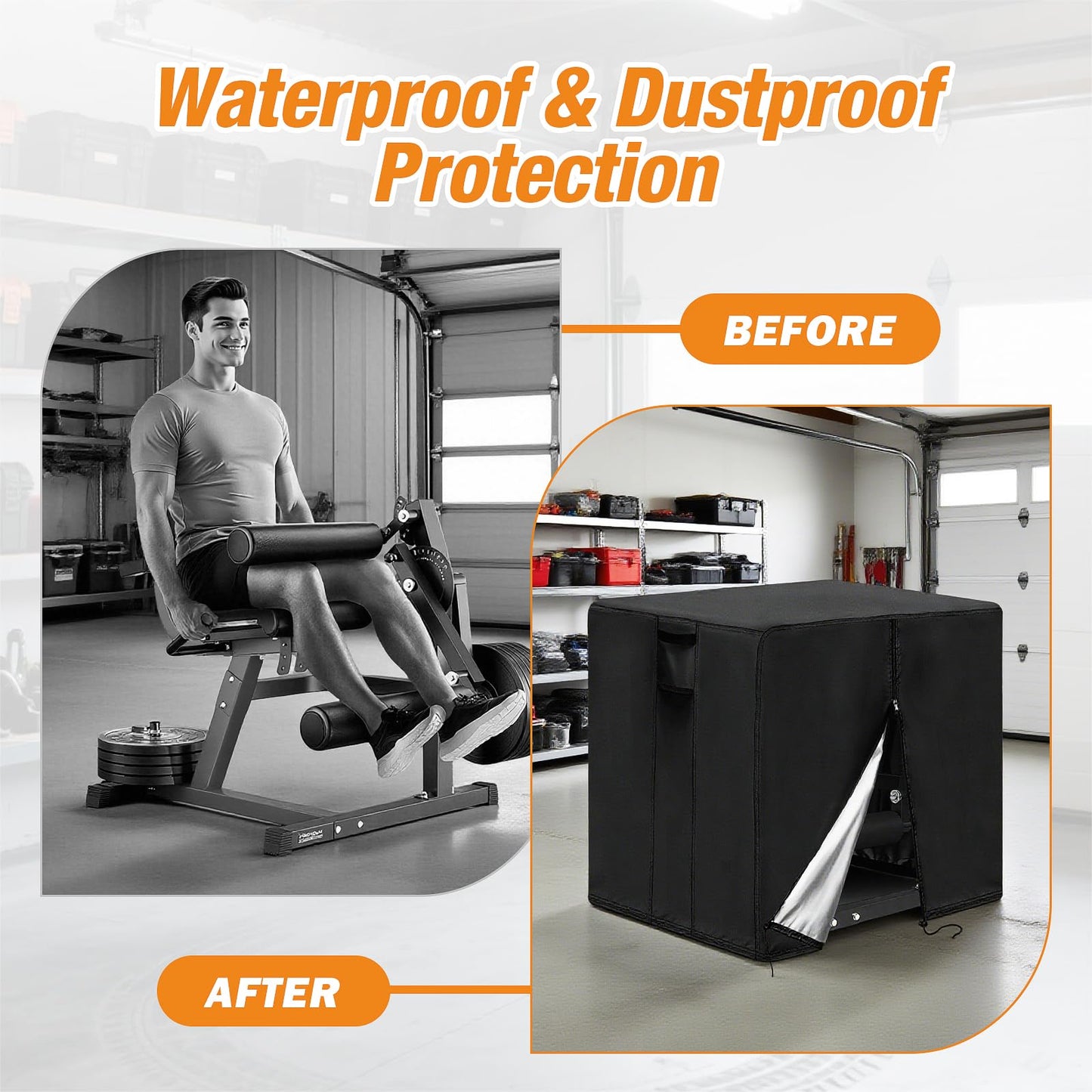 Guisong Leg Extension and Curl Machine Cover,Heavy Duty Waterproof Leg Press Machines Cover for GMWD Home Gym Equipment,600D Dustproof Exercise Bench Covers for FEIERDUN Workout Machine