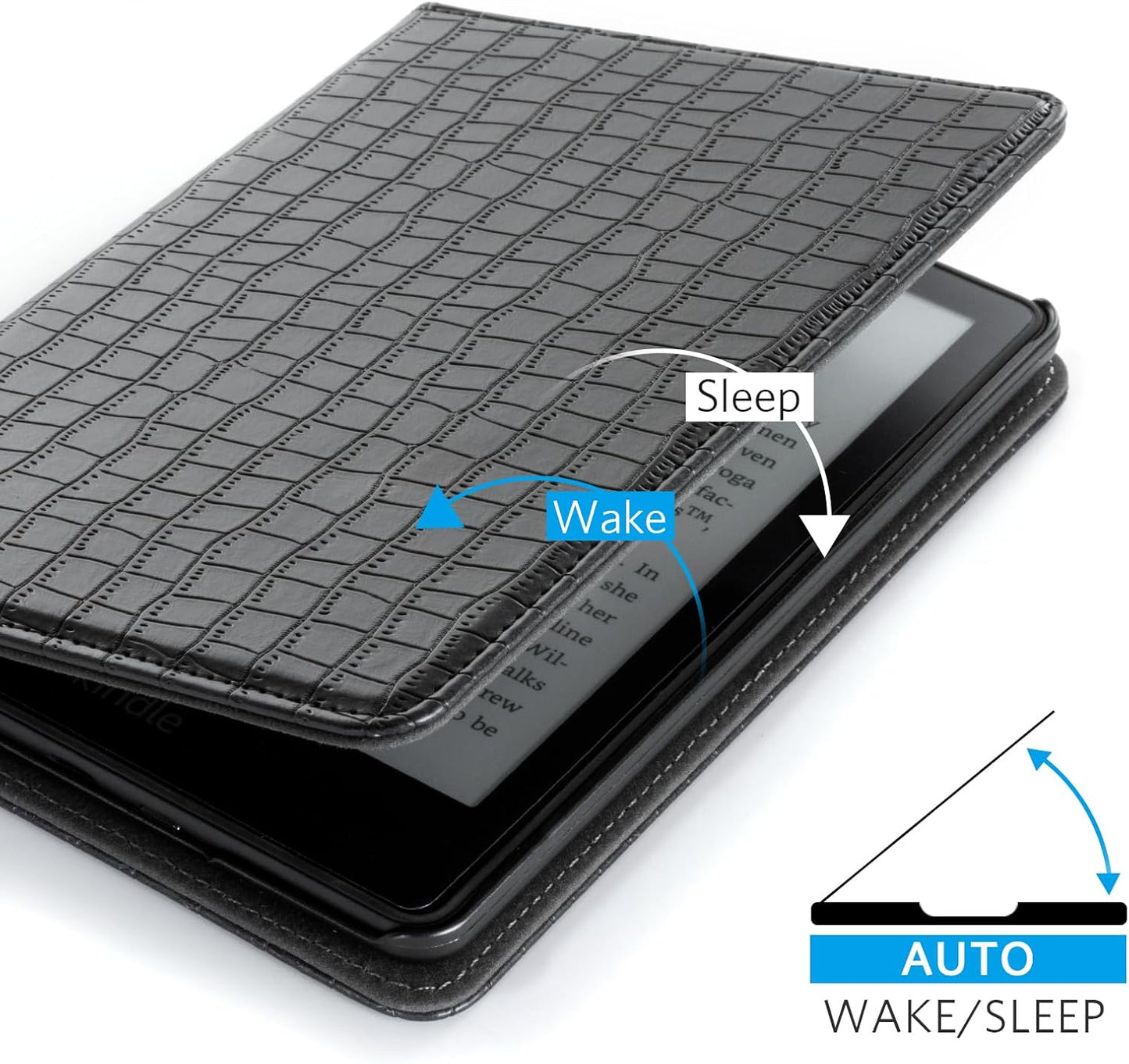 CoBak 6" Case for E-Reader - PU Leather Smart Cover with Auto Sleep/Wake & Hand Strap, not Compatible with Kobo Clara