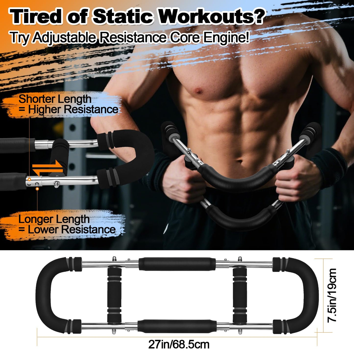 Twister Arm Trainer, 20-60lbs Adjustable Resistance Arm Trainer for Men&Women, Chest Workout Equipment Exercise Equipment for Home, Build Chest Clip Muscle Arm Strength Portable Workout Equipment