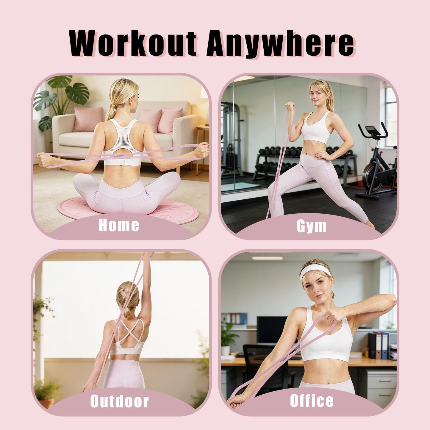 TREKONPEAK Figure 8 Resistance Bands, 8-Shaped Exercise Band for Women Arms Shoulder Back Legs Stretching Pilates Yoga (Pink 20Lb & Purple 30Lb)
