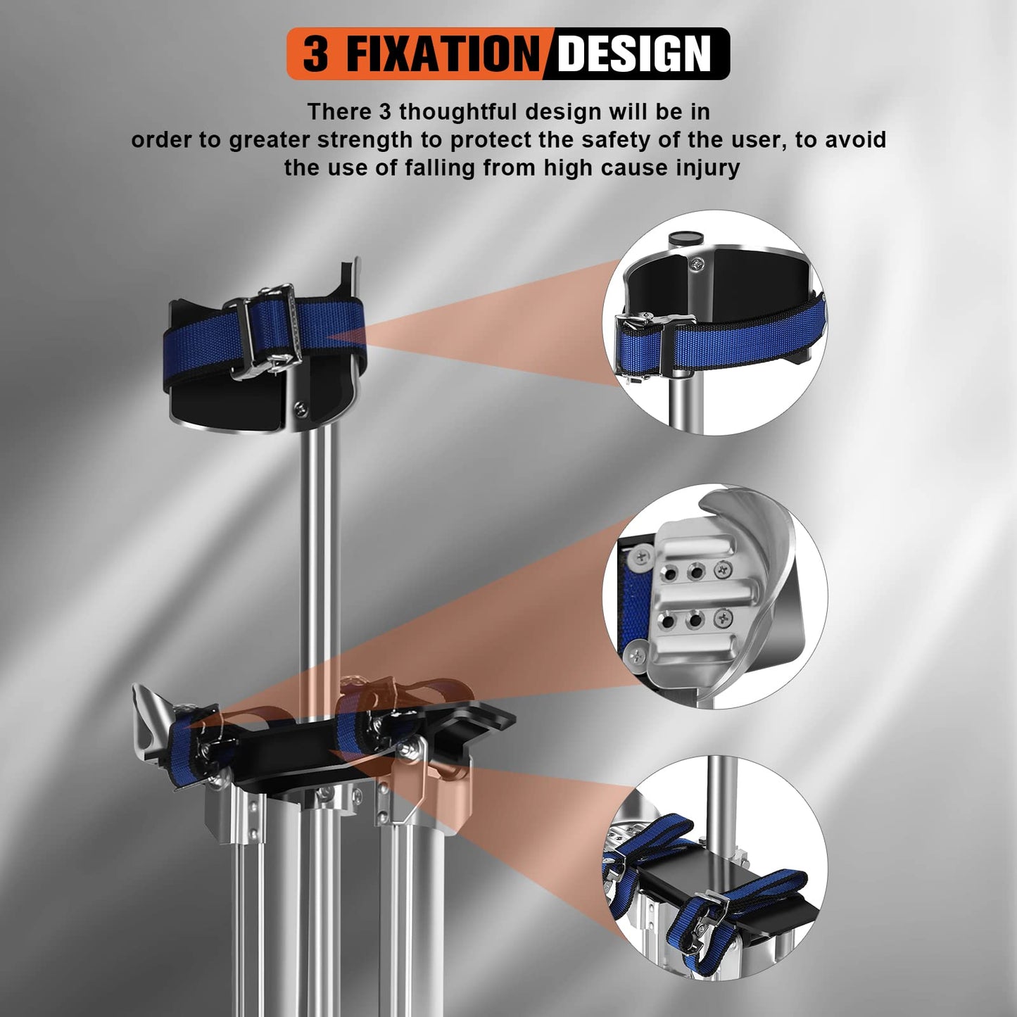Olenyer 48"-64" Drywall Stilts for Adults Height Adjustable Aluminum Work Stilts with Protective Knee Pads for Sheetrock Drop Ceiling Painting Painter High Shrub Trimming and Exterior Wall Painting