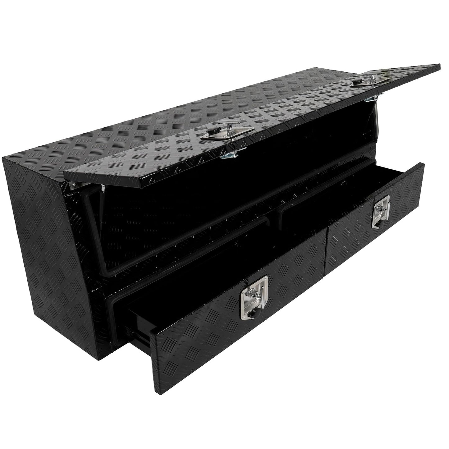 SCITOO 60" Aluminum Diamond Plate Truck Bed Tool Box,Heavy Duty Crossover Storage for Most Full Size Pickups,Lockable Weatherproof Chest,Fits 60 Inch Truck Beds,Easy Access to Load and Unload
