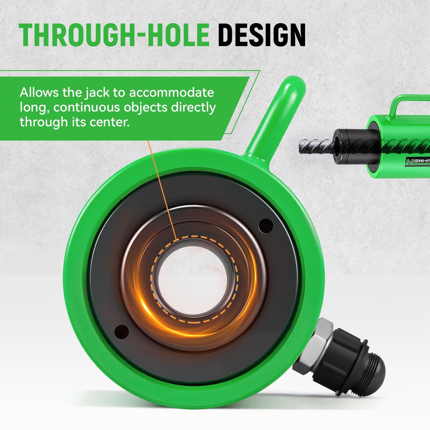 Newhai Hydraulic Hollow Jack 30 ton Hollow Hydraulic Ram with 2 inch Stroke Automatic Retraction Hydraulic Cylinder for Lifting Tensioning Construction Industrial Applications (30 ton; 2 inch Stroke)