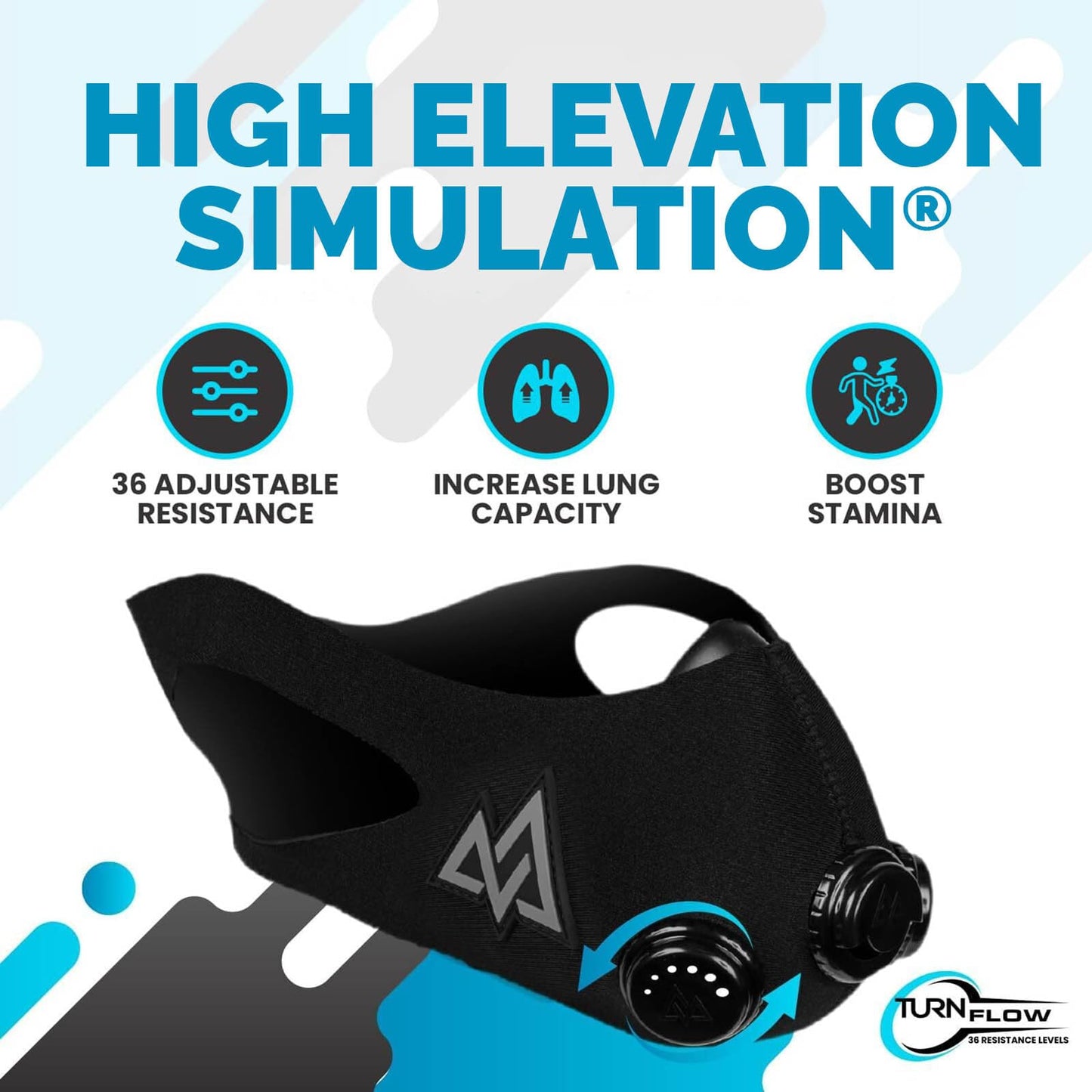 TRAININGMASK - Elevation Training Mask 2.0 - Resistance Training Mask®, High Altitude Mask, Workout Mask (Black, Small)