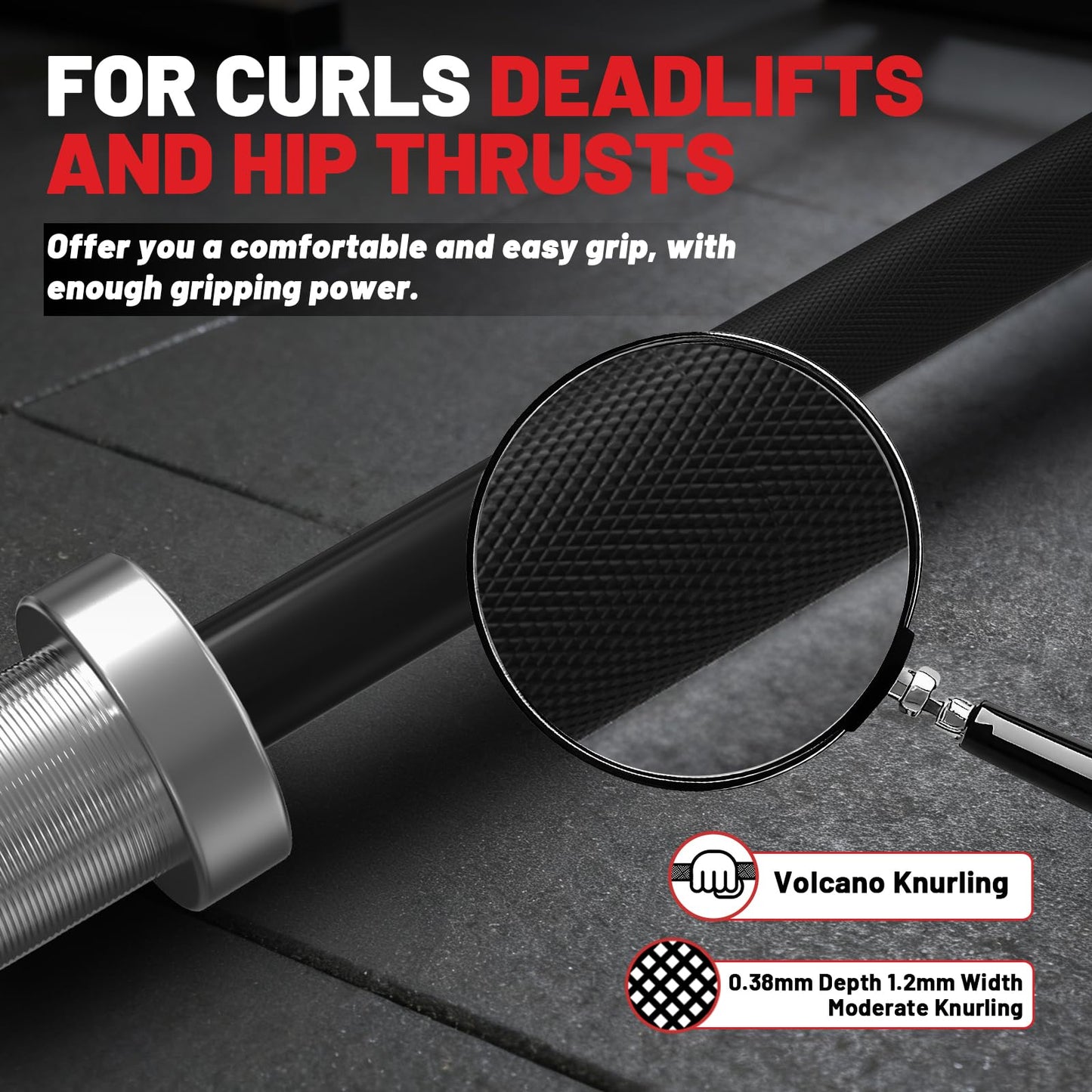 PAPABABE Olympic Barbell, 4ft Short Barbell for Strength Training and Technique Adjusting, 2 inch Olympic Bar with Volcano Knurling Spin Sleeves Comfortable Grip for Bench Press Curls Deadlifts home gym Beginner BlackSilver