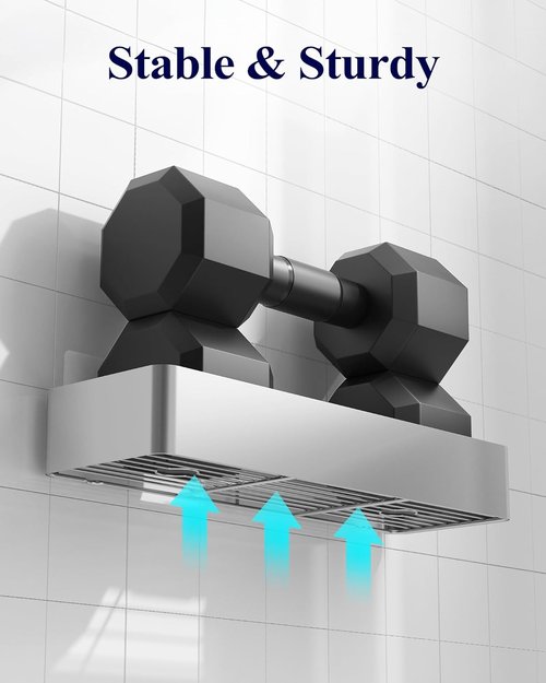 Kitsure Shower Caddy - Rustproof Adhesive Organizer | No-Drill Bathroom Storage, Silver Grey, 2 Pack