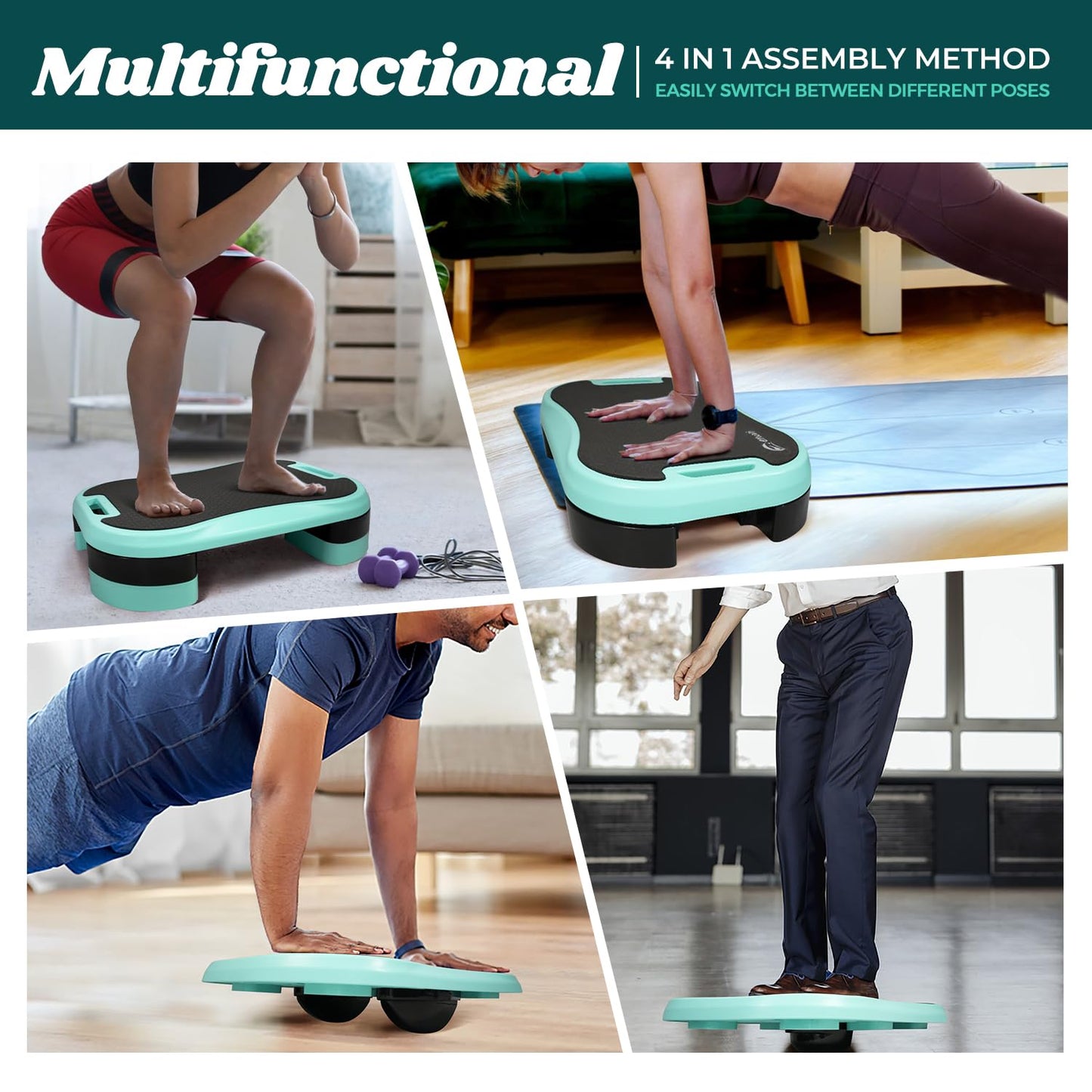 Enovi Basic Steppers for Exercise at Home, Aerobic Steppers, Exercise Step Platform with Soft cushion and 2 Adjustable Height Risers