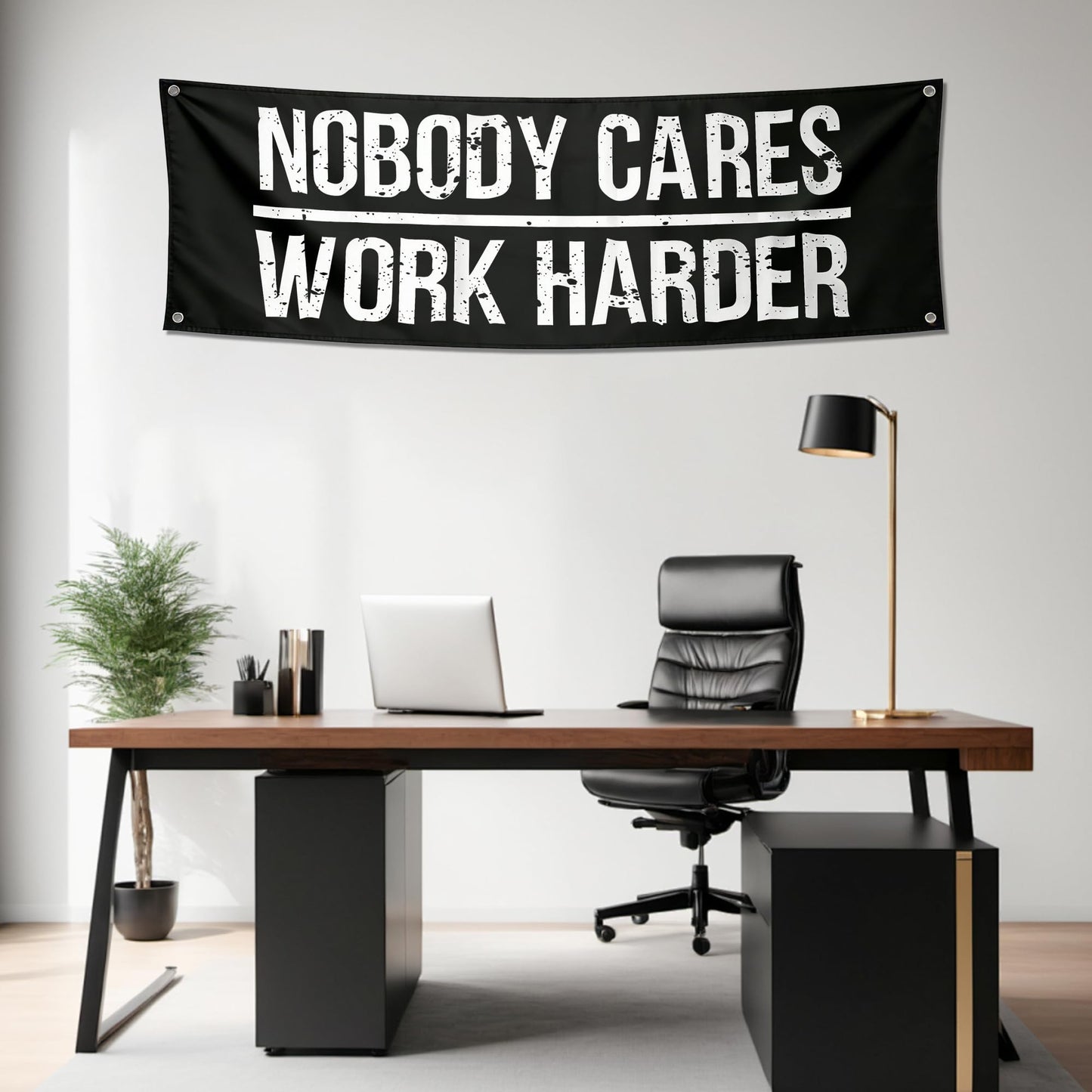Motivational Banners Set - Gym and Office Wall Decor with 4 Grommets - Heavy-Duty 13oz Vinyl UV Print Indoor/Outdoor Posters - Losers Find An Excuse, Nobody Cares Work Harder (2 x 6 FT)