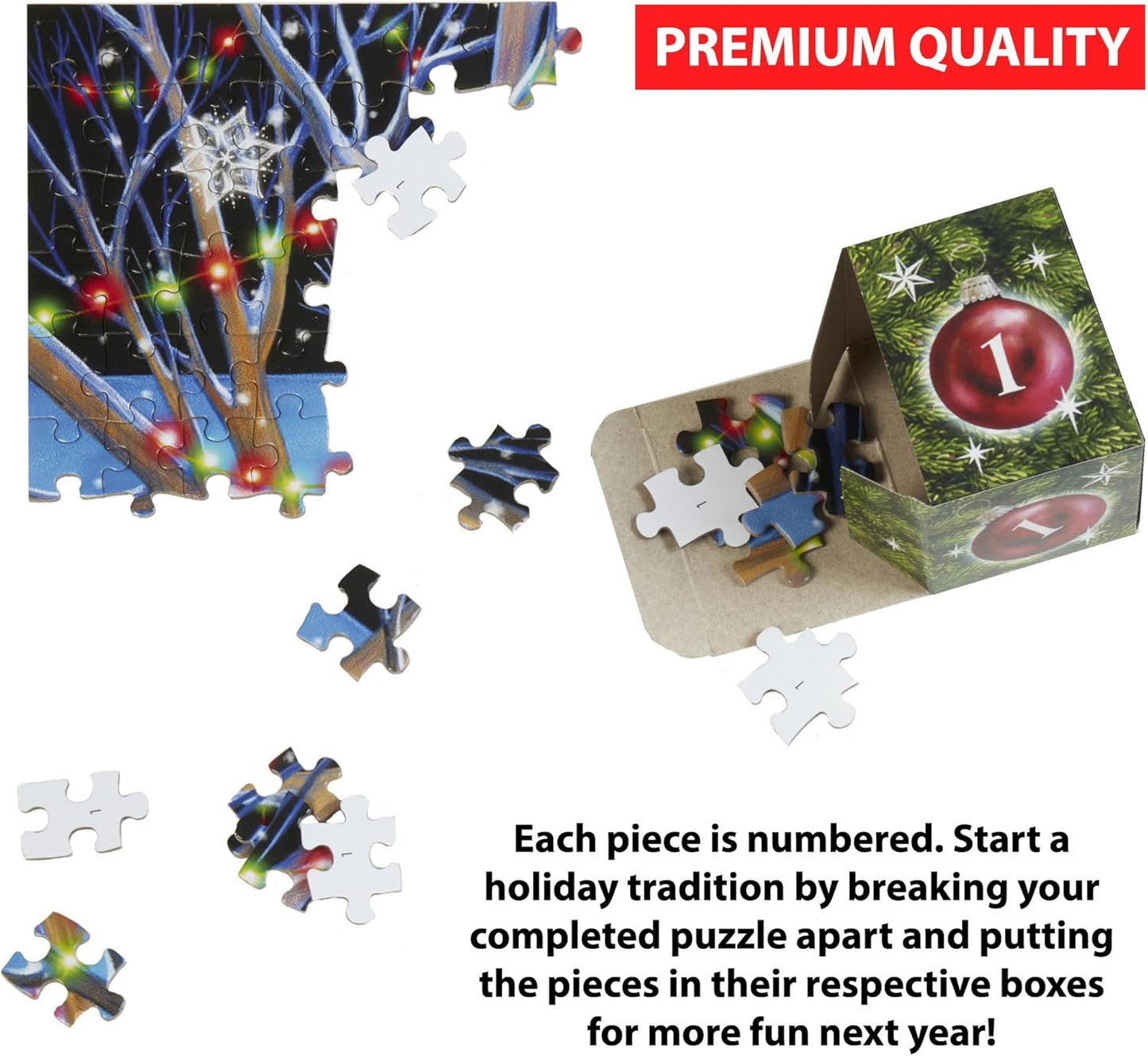 Vermont Christmas Company Advent Calendar Jigsaw Puzzle - 1000 Pieces for Year-Round Holiday Cheer