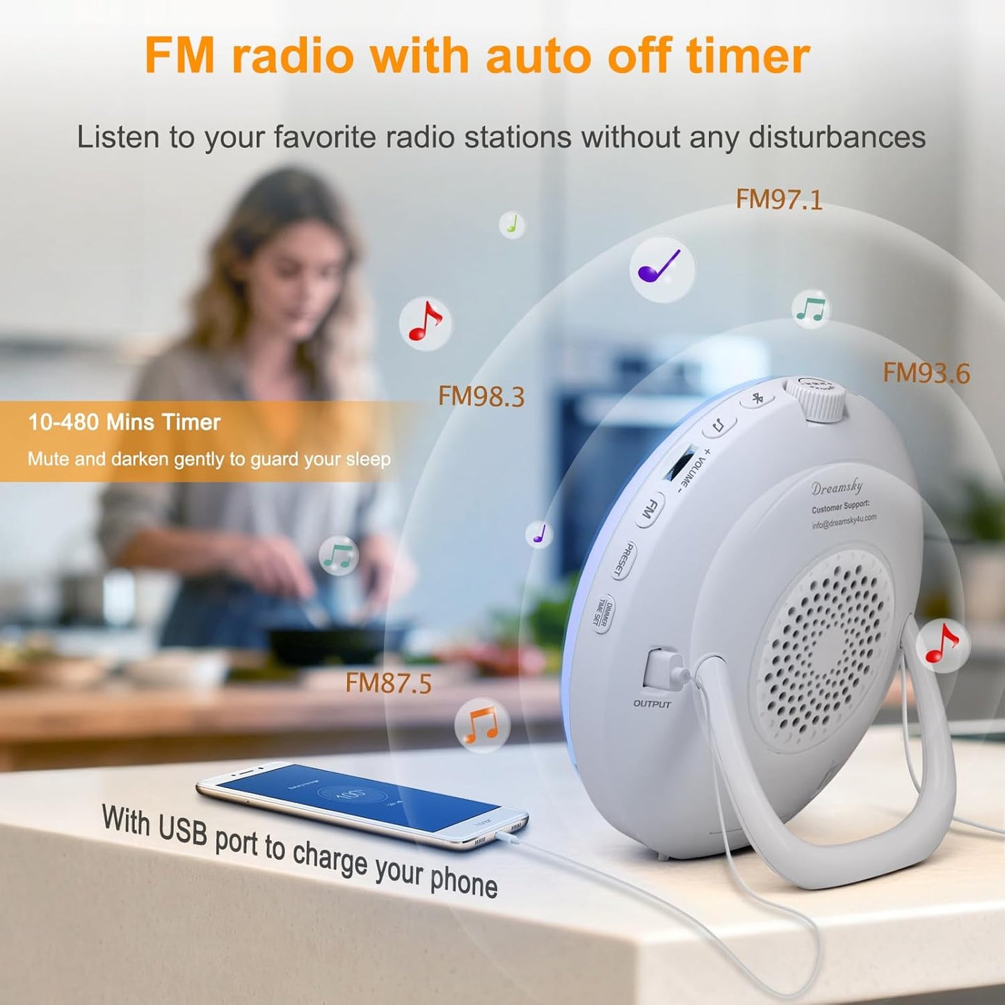 Dimmable DreamSky Sunrise Alarm Clock Radio for Bedroom - Wake up Light Alarm Clock for Kids Heavy Sleepers Adults