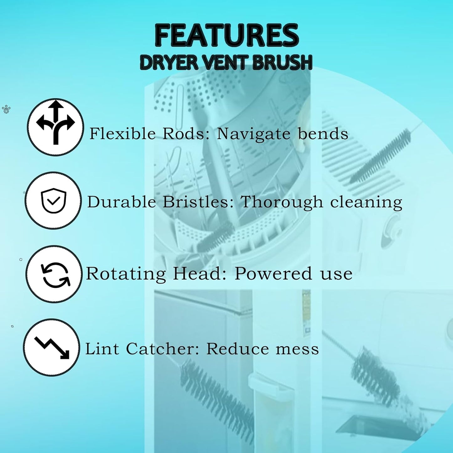 Skiennix Dryer Vent Cleaner Kit - Flexible Lint Brush & Refrigerator Coil Brush for Dust Removal (1-Pack)
