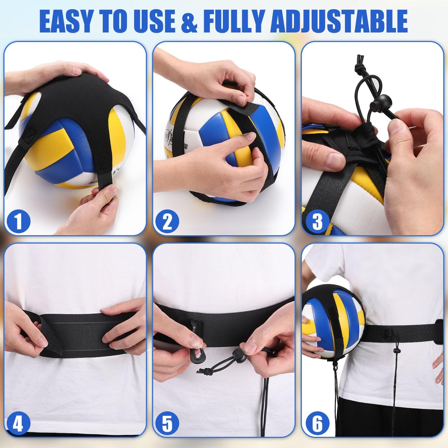 TOBWOLF Volleyball Training Equipment Aid, Elastic Self-Training Volleyball Resistance Band with Adjustable Waist Belt & Ball Pouch & Hand Strap for Practicing Serving, Spiking, Arm Swing Passing