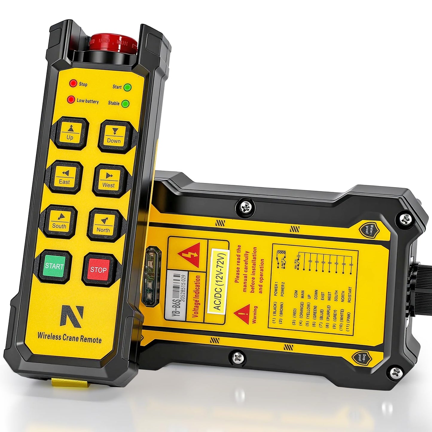 NEWTRY Wireless Crane Remote, 12V 6 Button Industrial Crane Controller Hoist Truck Remote 984FT Electric Lift Switch with Indicator System