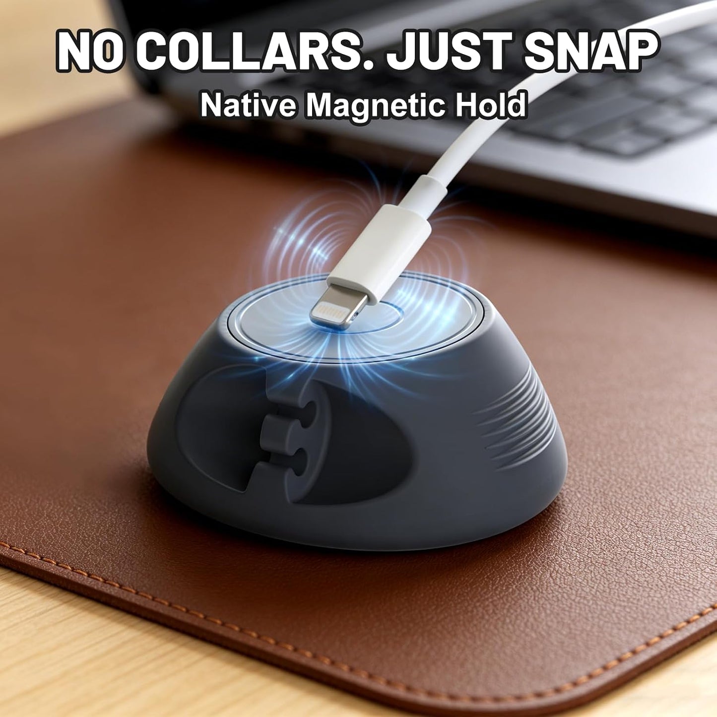 [N52 SOOoEC Ultra-Strong Snap-On Magnetic Cord Holder, Weighted Desktop Cable Organizer, Premium Liquid Silicone, No