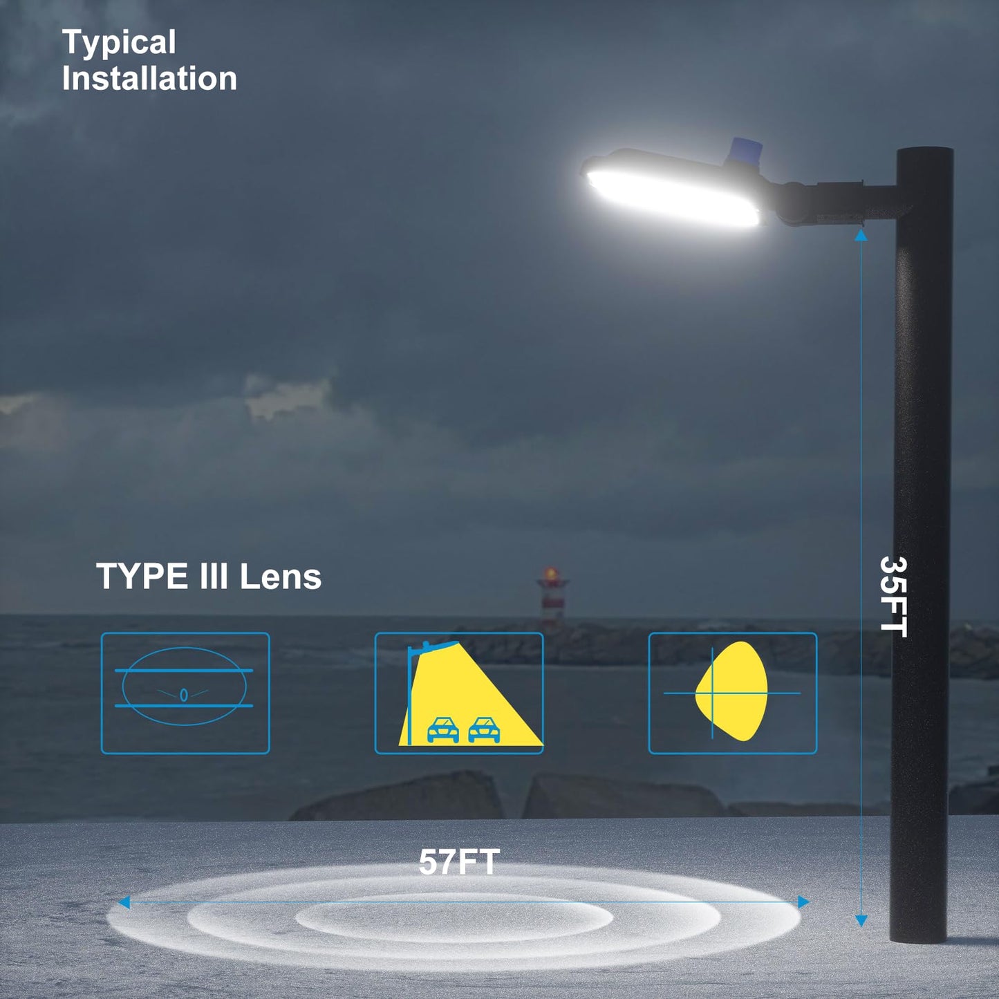 5Pack 240W LED Parking Lot Lighting 60000LM 5000K Pole Lights Outdoor with Smart Dusk to Dawn IP65 Outdoor LED Parking Lot Lights Pole Mount for 30~50Ft Yard,Driveway,Stadium,Roadway-7Yrs Warranty