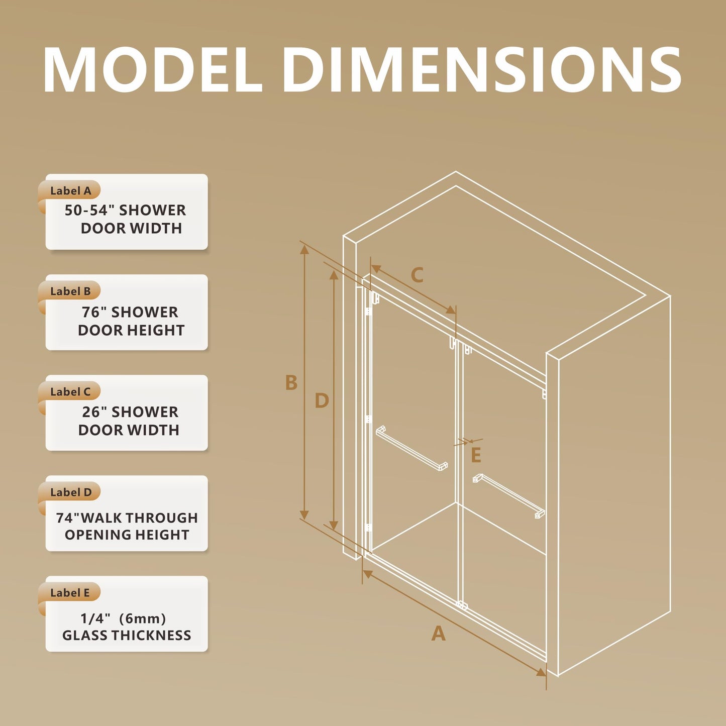 RFN 50-54" W x 76" H Framed Bypass Double Sliding Shower Door, 1/4" (6 mm) Easy-to-Clean Treated Clear Tempered SGCC Glass,Bathroom Door(Matte Black, 50-54" W*76" H)