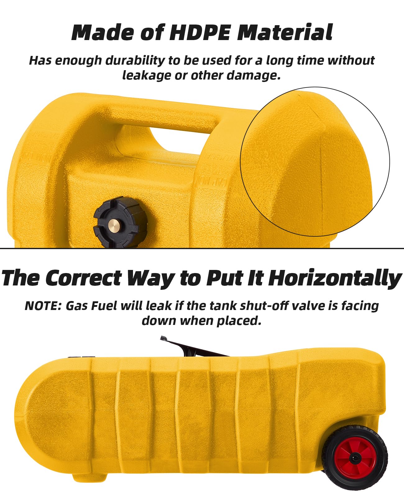 15 Gallon Portable Fuel Tank Caddy with Manual Transfer Pump – Heavy-Duty Gas Storage Toolbox – 10FT Hose – Leak-Proof, Mobile Fuel Container for Cars, Boats, Lawn Mowers, ATVs – Yellow
