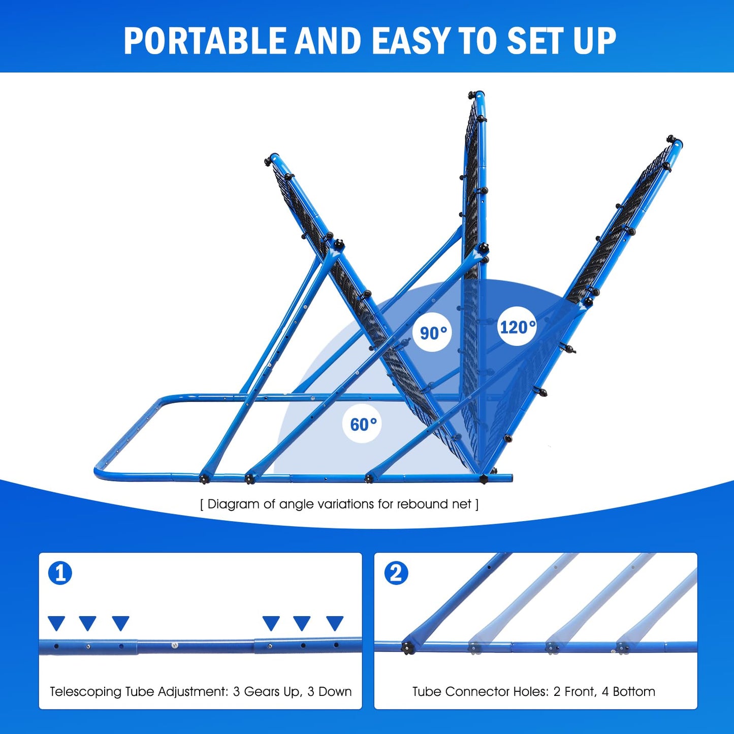 7x4FT Soccer Baseball Rebounder Net, Volleyball Softball Rebound PitchBack Net Quick-Switch Angle Soccer Training for Control, Passing Practice, Lacrosse Bounce Back Rebounder Gifts Trainer Equipment