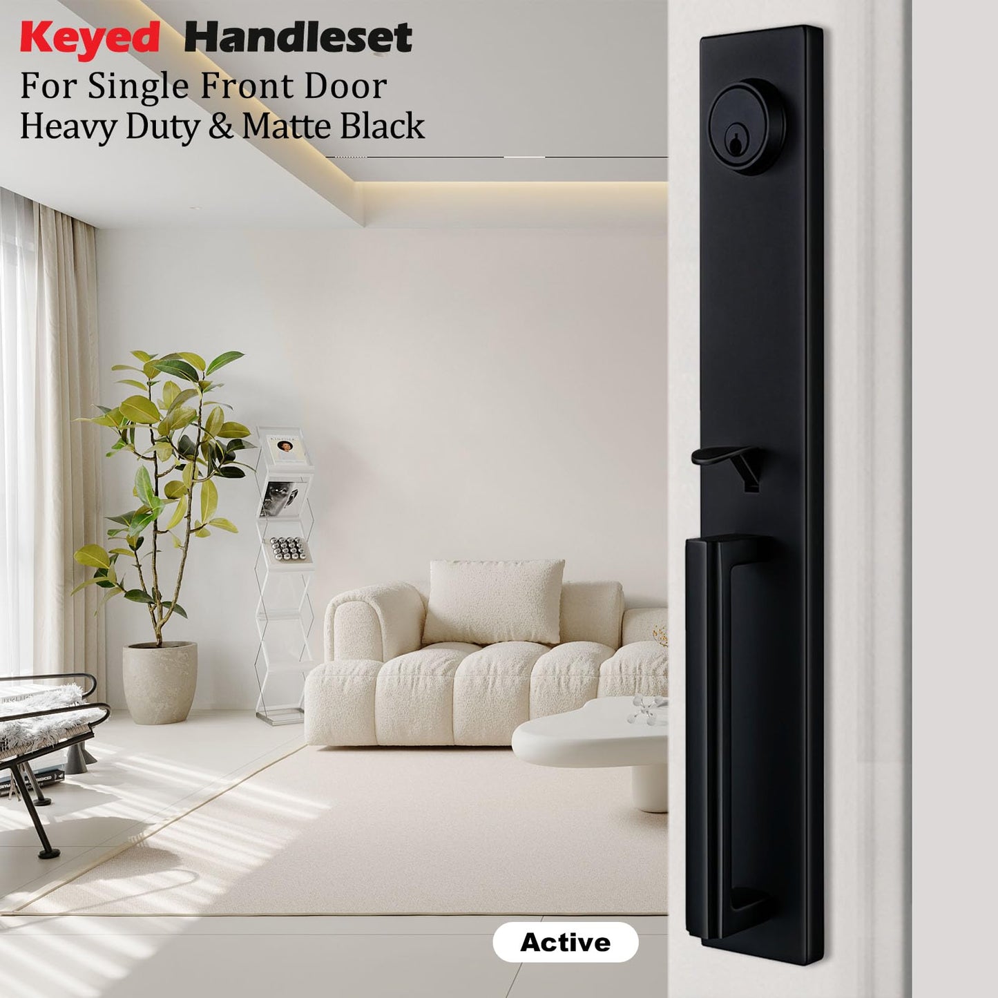 TMC Iron Black Front Double Door Handleset (KEYED HANDLESET)