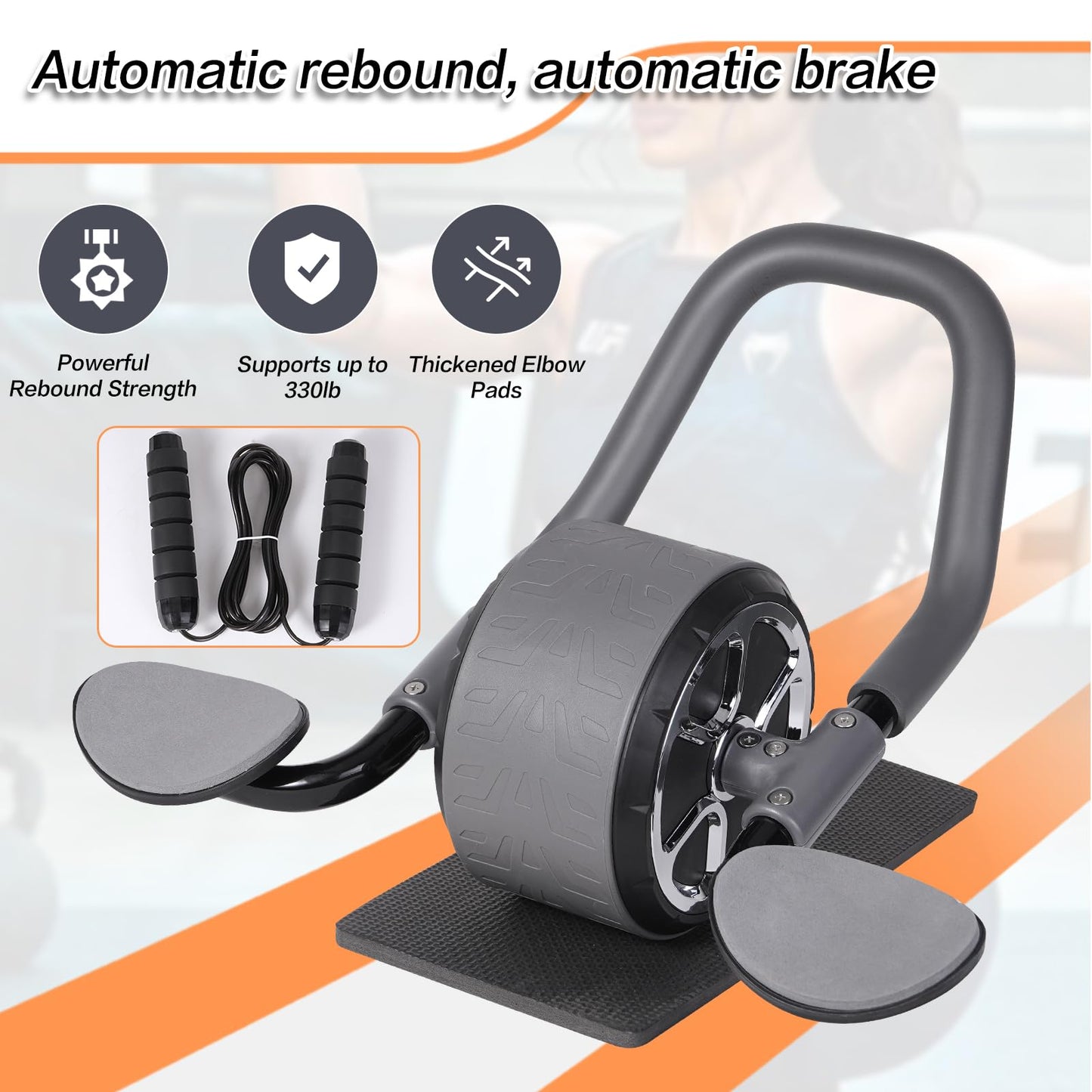 Li Fitness Ab Wheel with Jump Rope, Automatic Rebound Ab Wheel, Advanced Abdominal Exercise Wheel with Elbow Support, Ab Exercise Machine for Core Training, Abs Workout Equipment