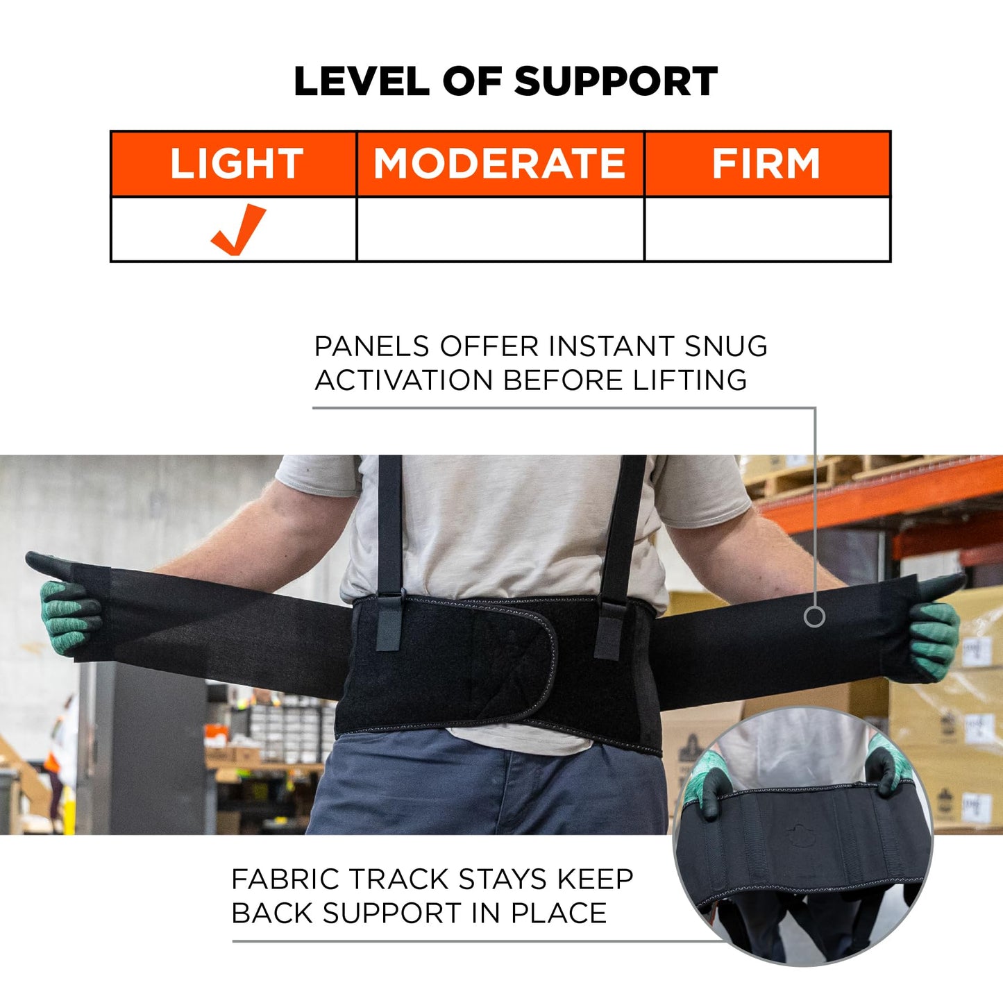Ergodyne ProFlex 1650 Back Support Belt, 7.5" Elastic, Adjustable, Removeable Straps, Large