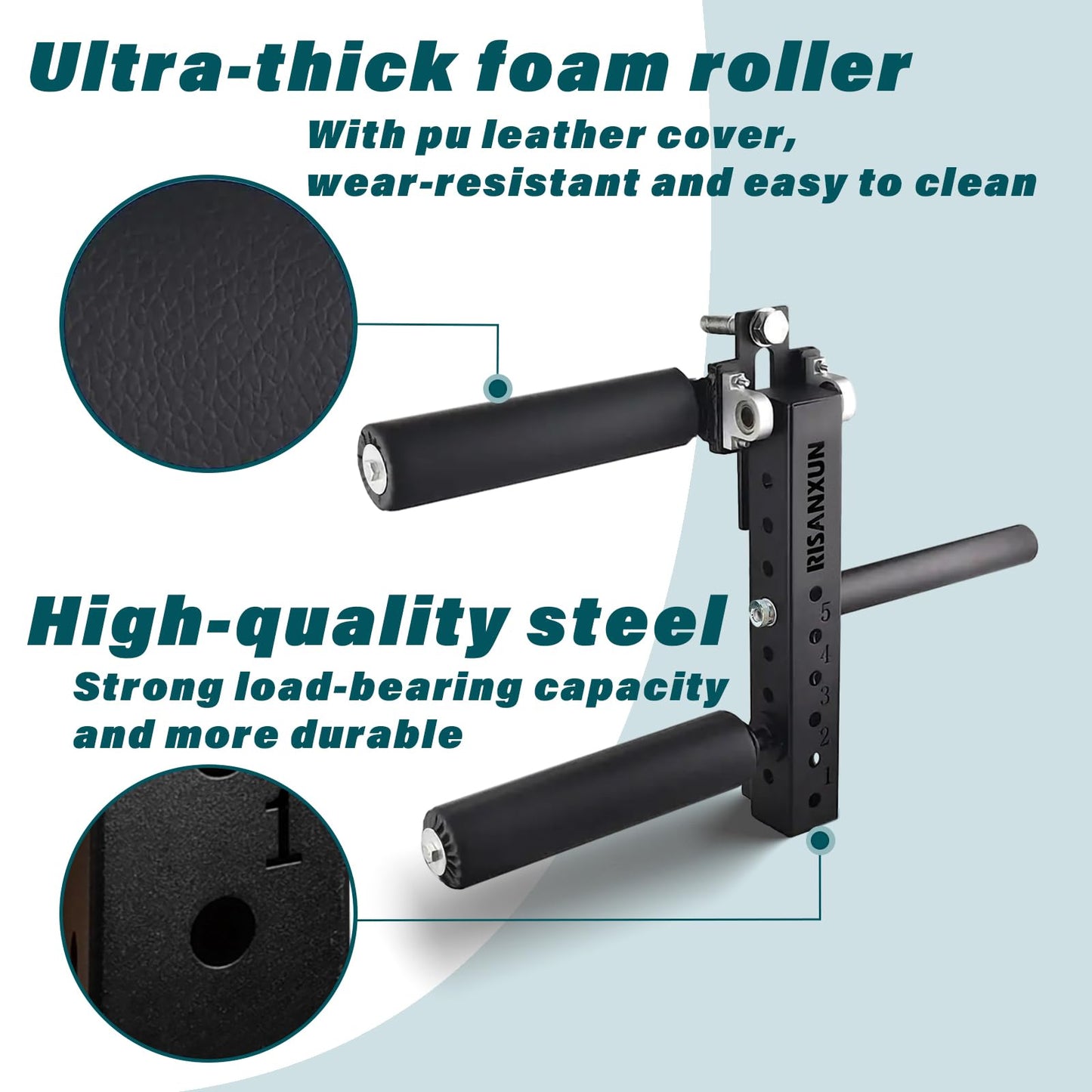 RISANXUN Leg Extension & Curl Machine - Adjustable Leg Trainer for Muscle Building, Suitable for 26mm Column Aperture - Max Load 600lbs