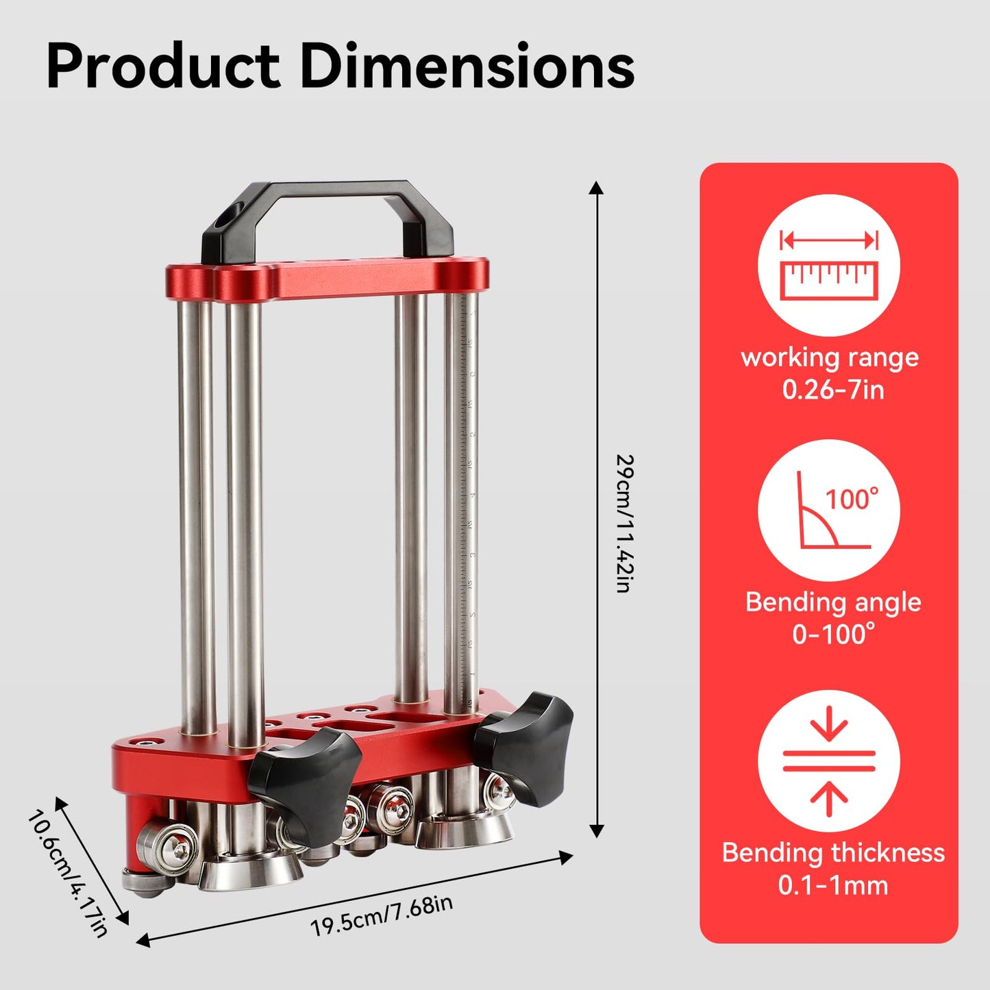 Sheet Metal Roller 2 Station Metal Bender， Metal Roofing Tools，Sheet Metal Fabrication，0-100° Bending Range，lightweight and highly portable， Large Sheet Metal Roller and Bending Tool(7in)