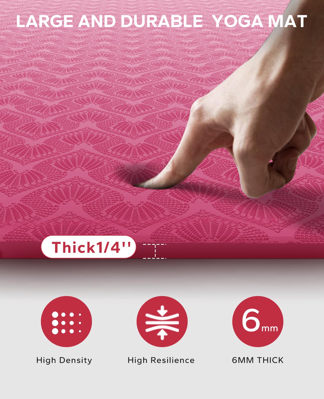 HAPBEAR Extra Large Yoga Mat - 72"x48"x6mm (1/4 inch), Non-Slip, Durable,Thick Wide Exercise Mat for Home Workouts, Yoga, Pilates, Stretching and Cardio Workouts