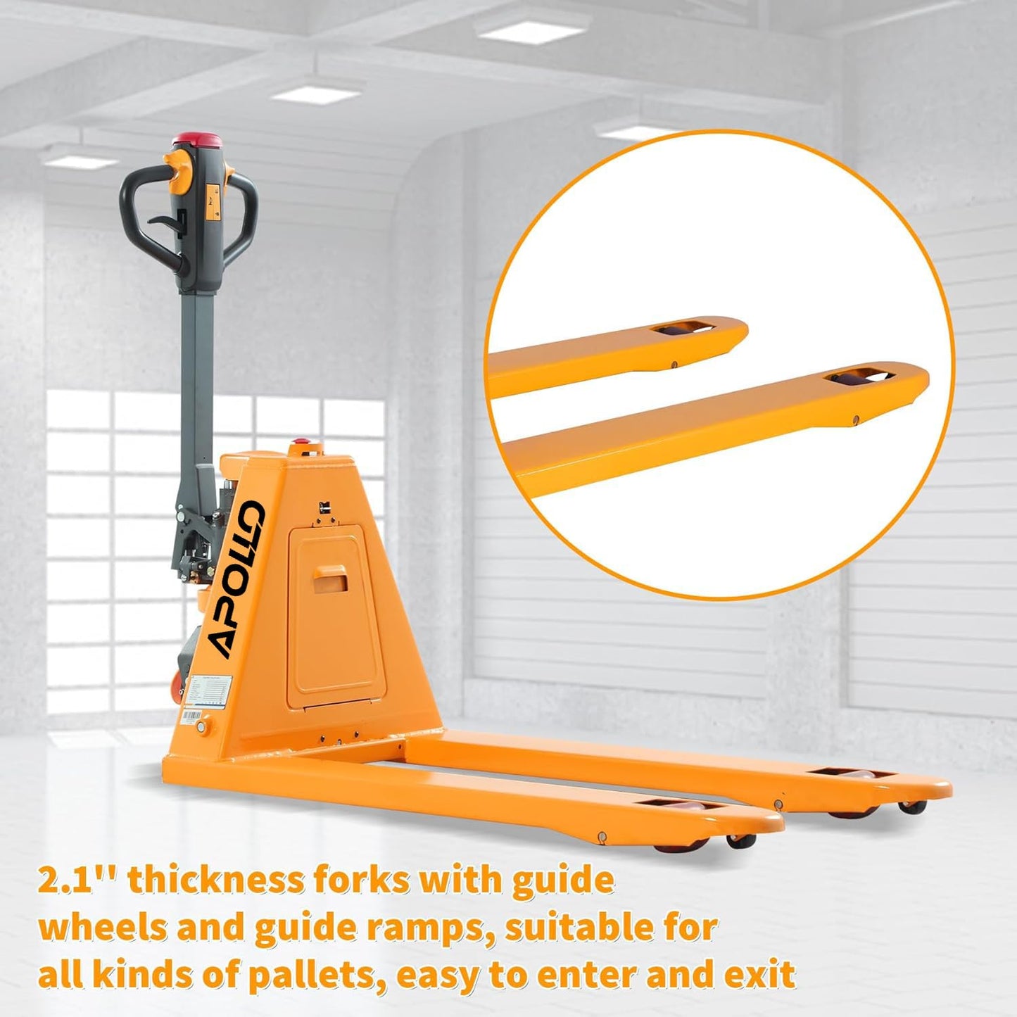 APOLLOLIFT Electric Pallet Jack, Lithium Battery Truck Fully Powered Handling Jacks 3300 lbs Capacity 48" x 27" Forks, Safe Equipment for Industrial and Commercial Use