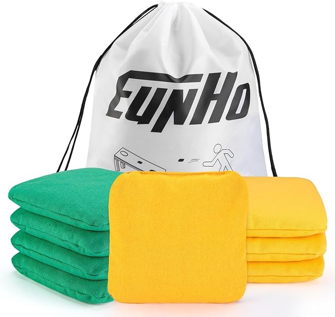 EunHo Cornhole Bags Set of 8 Regulation Size & Weight Corn Hole Bean Bags Official Professional All Weather for Tossing Game with Carry Case