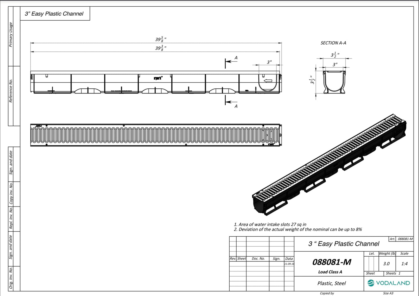 Vodaland - 3 Inch Trench Drain System - Ivory (5)