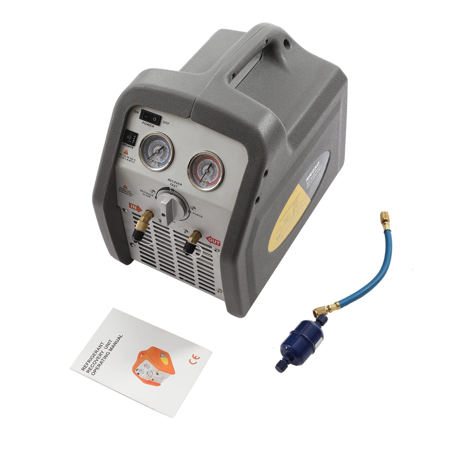 Refrigerant Recovery Machine, 3/4 HP Air Conditioning Refrigerant Recovery Unit, HVAC, 558 psi Protection, 110V 60Hz, Air Conditioning Repair Tool (Gray)