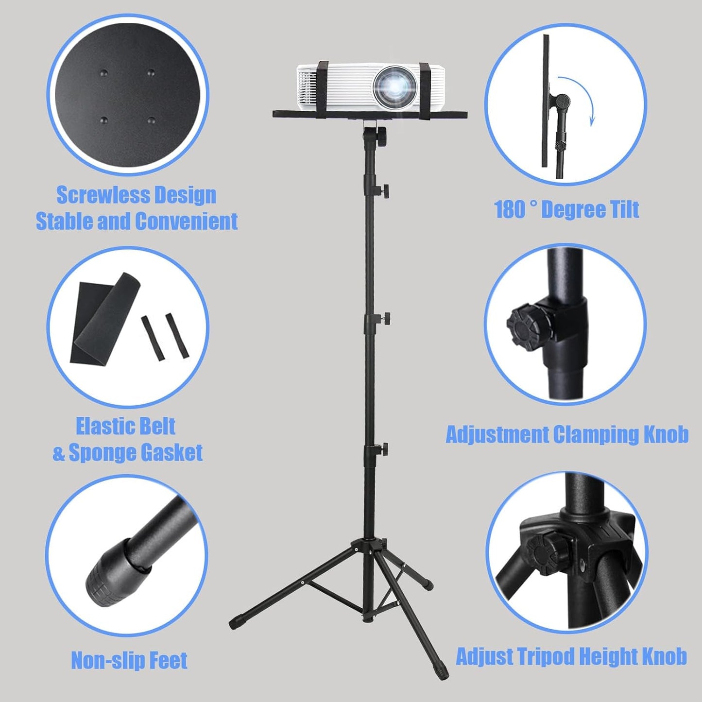 Kereal 25 50 Inch, Laptop Projector Tripod Stand, Universal Portable Floor Holder Mount Stand for DJ