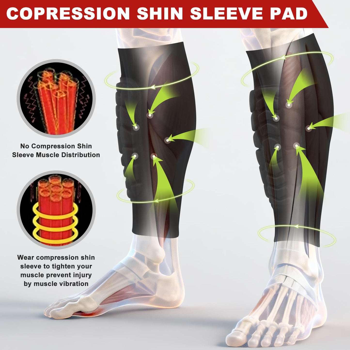 Soccer Shin Guards with Integrated Padding, Ski Shin Guards Sleeves for Kids Youth Adults, Lightweight Compression Calf Sleeves Protective Gear for Multi-Sport (2, Black_2 Pcs, Large)