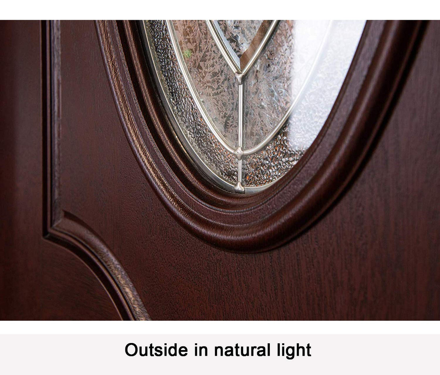 BGW Doors Mahogany Finish Fiberglass Single Front Entry Door with Oval Glass, Prehung Pre-Finished Exterior Door, Right Inswing, FD800D 12x36x12x80