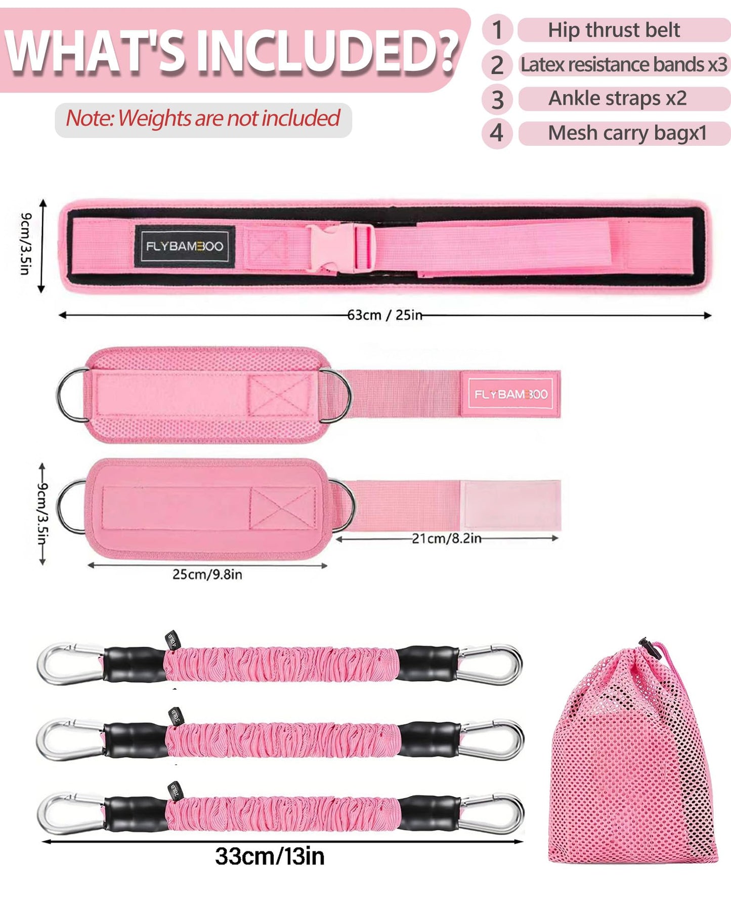 Hip Thrust Belt for Weights and Ankle Resistance Bands with Cuffs for Working Out,Hip Thrust Belt for Dumbbells Heavy, Kettlebells, Plates,Hip,Leg and Booty Builder, Glute Bridge Band (Pink)