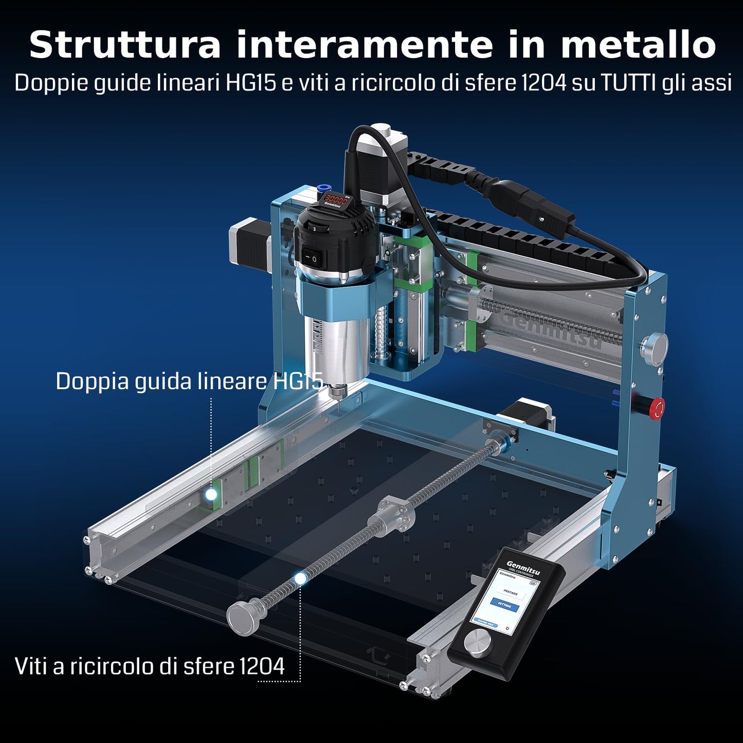 Genmitsu 3030-PROVer Ultra CNC Router Machine for Metal + 4th Axis Rotary Module Kit, 4 Jaw Chuck, 10:1 Speed Reducer, Clamped Range: Length 10-200mm