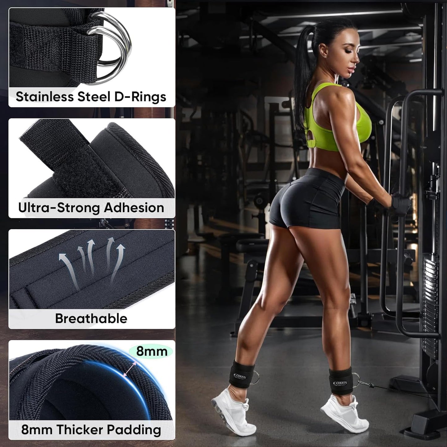 CRRXIN Tricep Rope Cable Machine Attachment, LAT Pulldown Attachment Tricep Pull Down Rope for Cable Machines Exercise Handles & Ankle Strap Home Gym Accessories