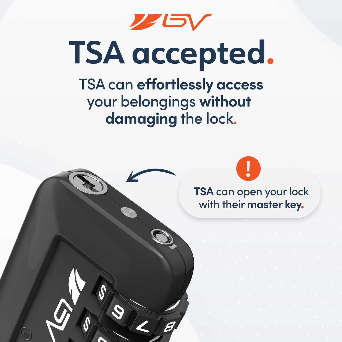 BV Black Combination Lock, TSA Approved, Resettable, 1000 Possibilities