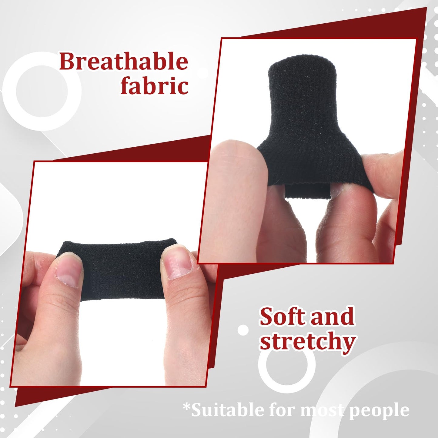 10 Pcs Black Finger Sleeves, Elastic Finger Compression Sleeves, Breathable Fingers Support Brace Thumb Splint for Basketball Volleyball Relieving Pain Arthritis