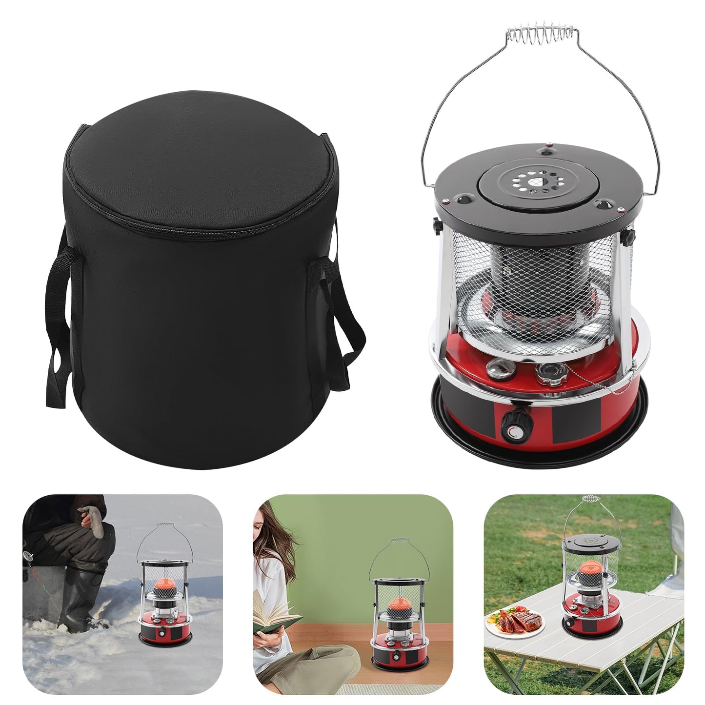 Kerosene Heaters, Portable Kerosene Space Heater W/Cotton Wick, 8000 Btu & Adjustable Height For Garages, Poorly Insulated Rooms, Outdoor Work Areas.