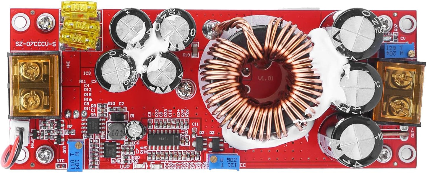 TIKATARER 1500W 10 60V 12 97V DC DC Boost Converter, to Step Up Power Module, with Smart Temperature Control Fan