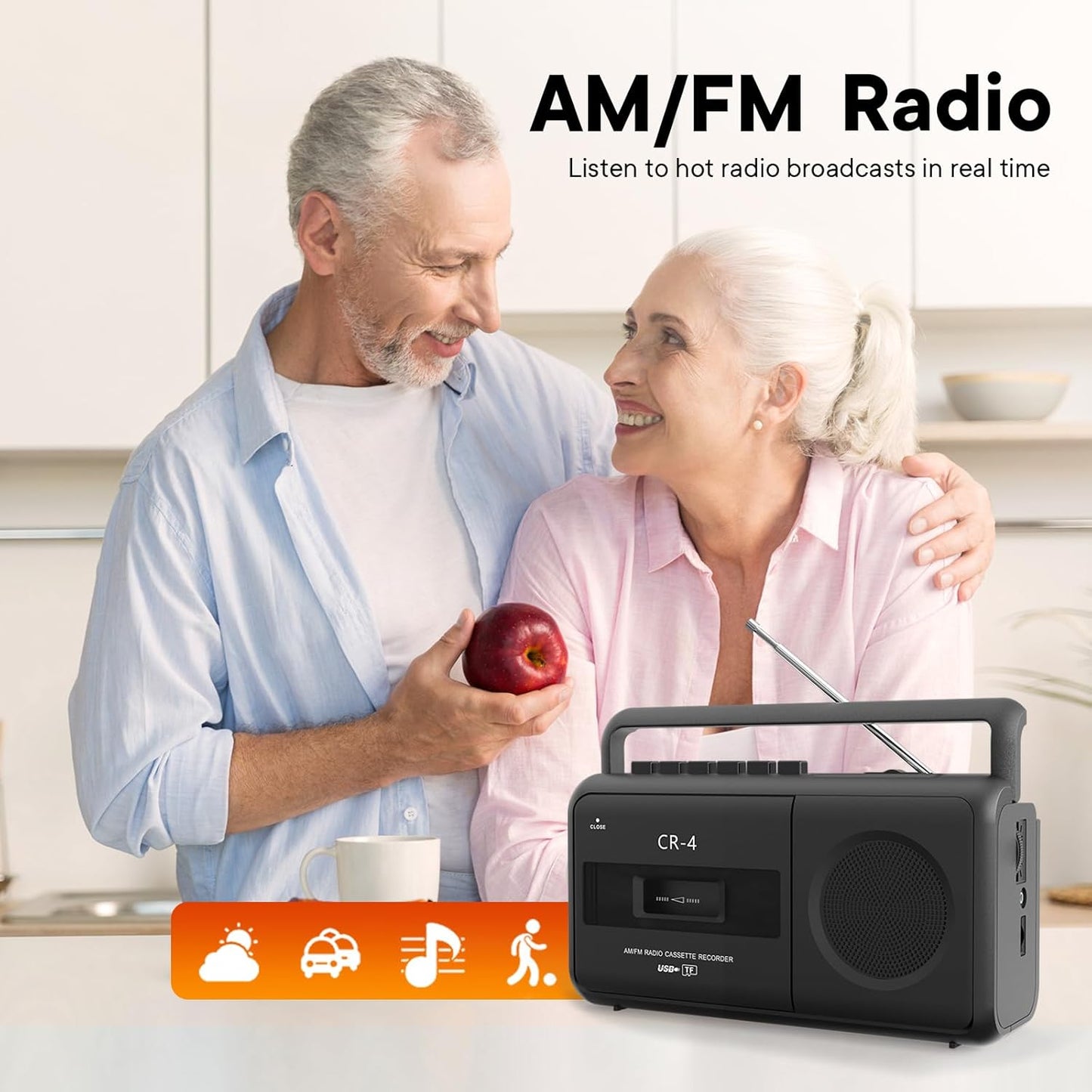 Kuephom Cassette MP3 Portable Tape Player Recorder,Boombox Radios Convert AM/FM and to Tapes,Builtin Microphone
