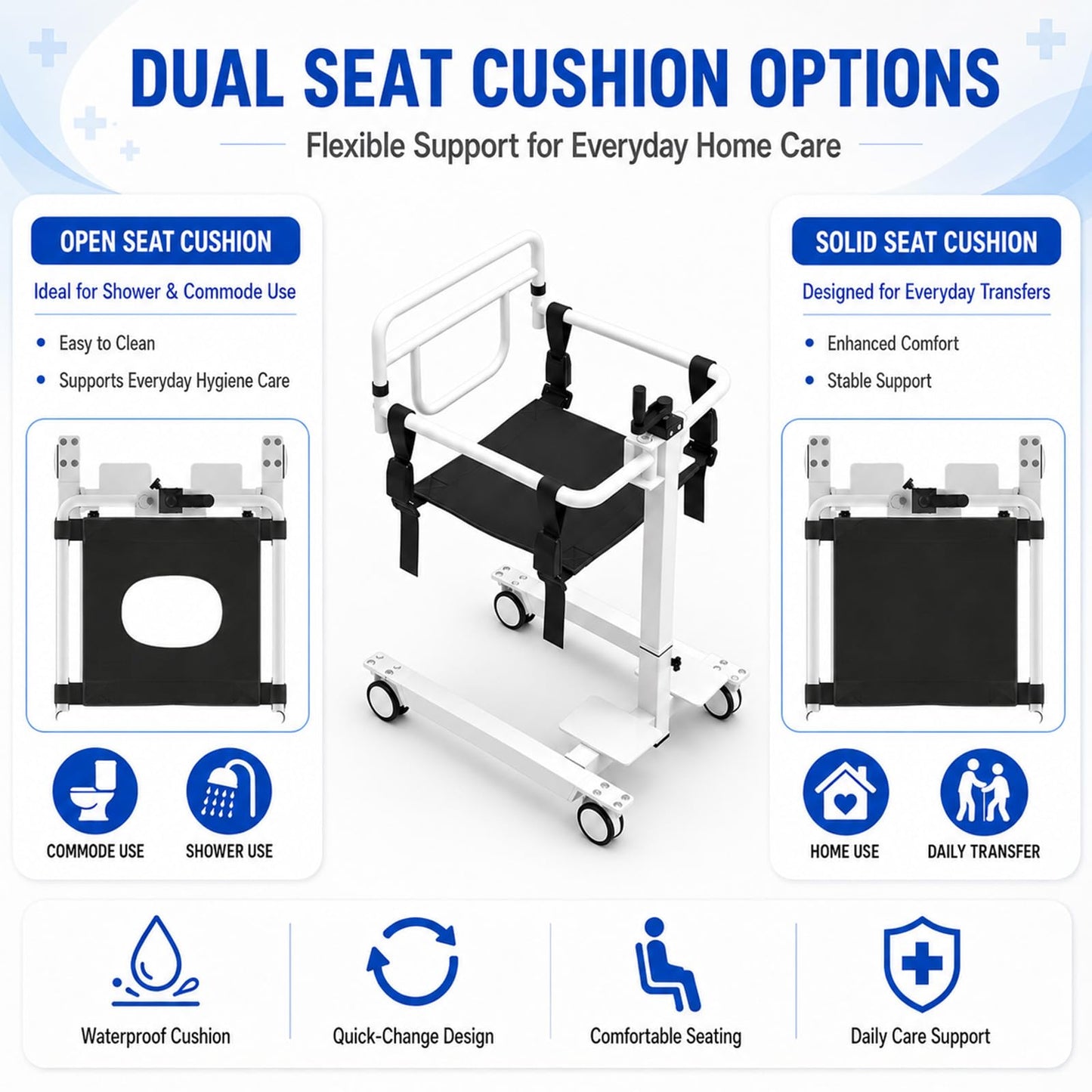 Patient Lift Transfer Chair for Home, Transfer Wheelchair for Seniors & Disabled, Portable Bed to Sofa Toilet Mobility Aid, Elderly Lift Assist Chair for Caregivers, 220 lbs