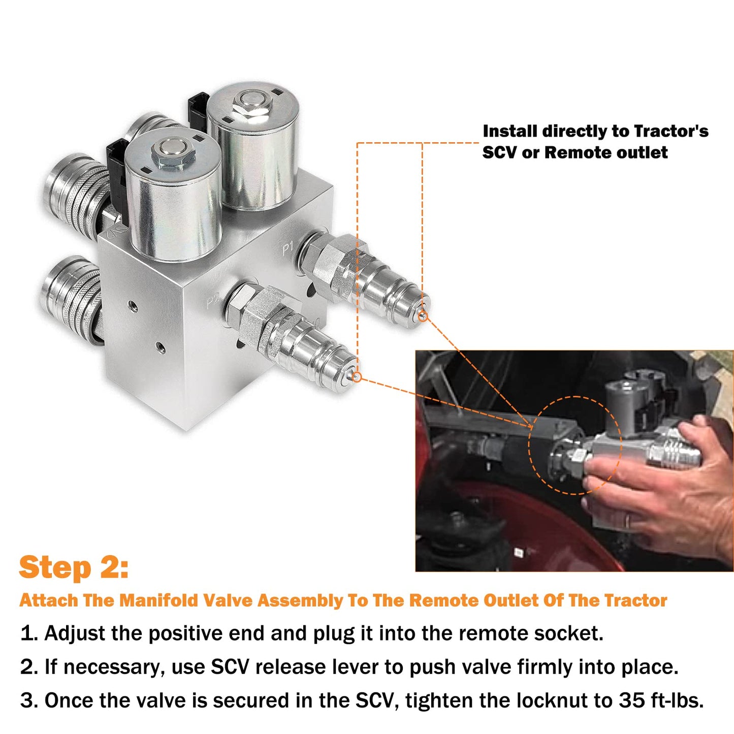 Hydraulic Multiplier Kit - SCV Splitter Valve 2 Circuit fit for JohnDeere/Case/Kubota Tractors,SCV Splitter/Diverter Manifold Valve with Switch Box Control,Hydraulic Multiplier 2 Circuit Kit 3000 PSI