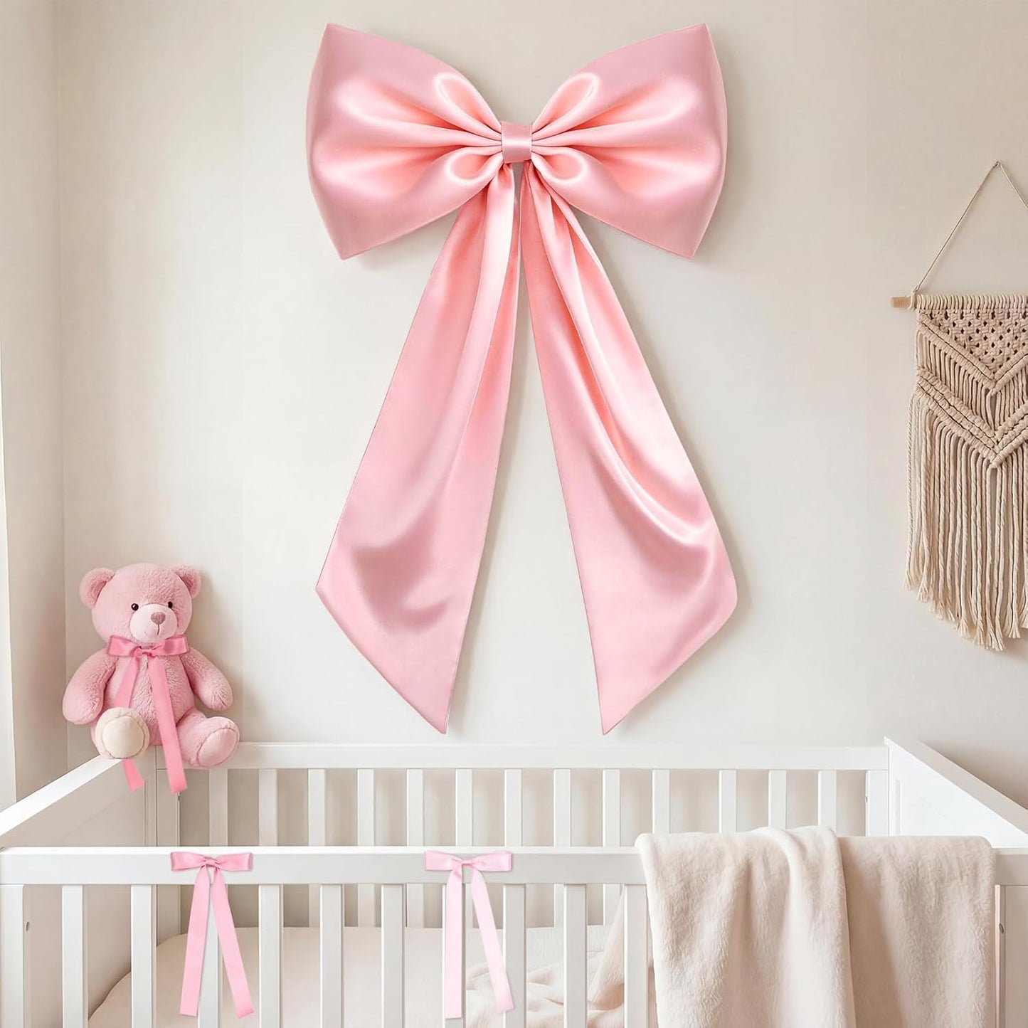 Skiennix Large Pink Bow Set - 22Pcs Giant Satin Bows (40x24 Inch) & 21 Small Bows for DIY Decor