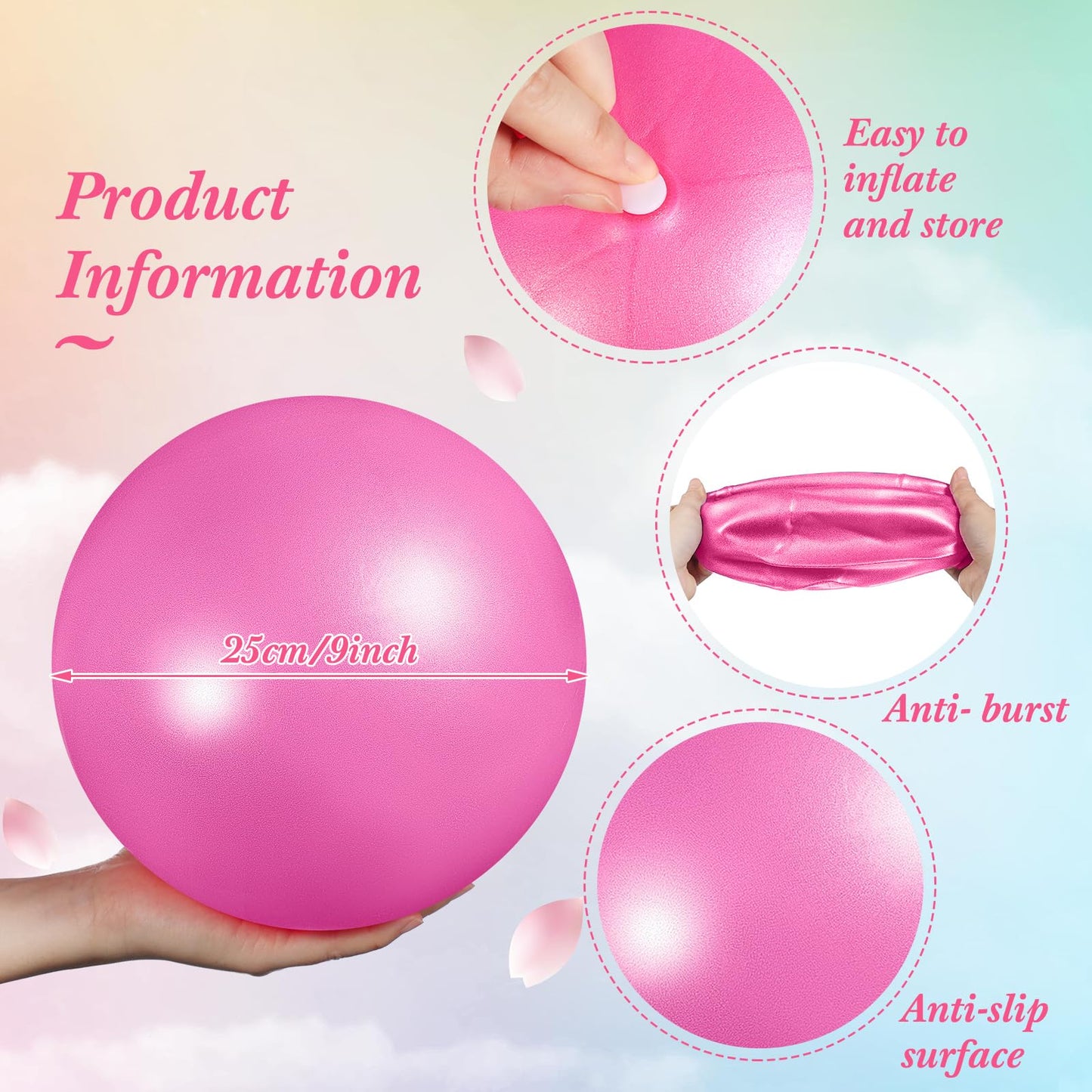Sotiff 20 Pcs Small Exercise Pilates Ball Bulk 9 Inch Mini Yoga Ball Anti Burst and Slip for Stability Fitness Physical Therapy Stretching & Core Workout at Home Gym Class(Pink,Purple,Blue,Gray,Green)